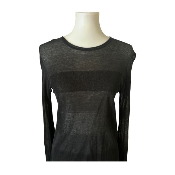 Alexander Wang T Sheer Black Knit Top – Relaxed Fit Long Sleeve, XS - Picture 2 of 7